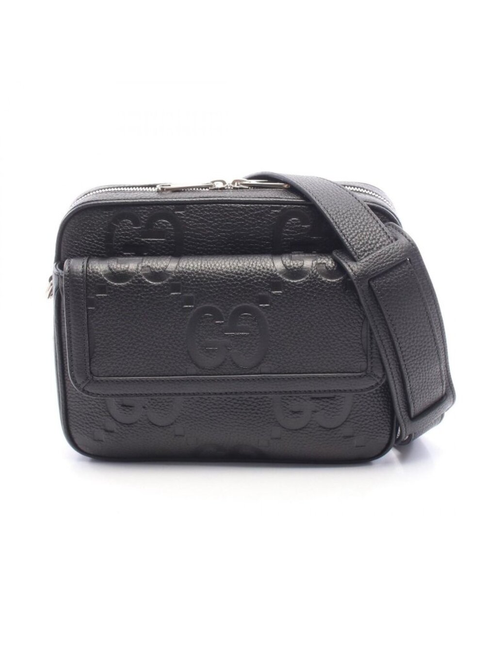 Gucci Shoulder Bag Jumbo GG Small Cross Black Leather